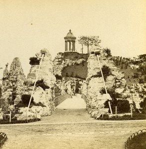 France Paris Buttes Chaumont Old Stereo Photo 1875