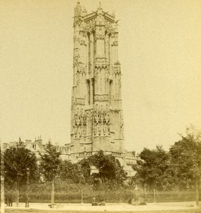 France Paris Tower Saint Jacques Old Stereo Photo 1875