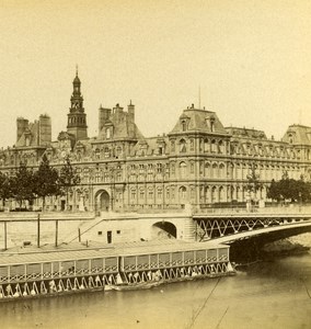France Paris City Hall Old Stereo Photo 1875