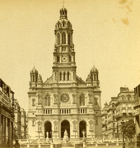 France Paris Church of Trinity Old Stereo Photo 1875
