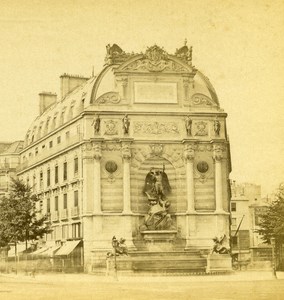 France Paris Fountain Saint Michel Old Debitte Stereo Photo 1875
