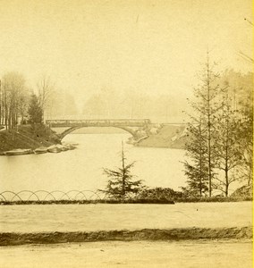 France Paris Lake of Bois de Boulogne Old Debitte Stereo Photo 1875