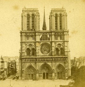 France Paris Church Notre Dame Old Debitte Stereo Photo 1875