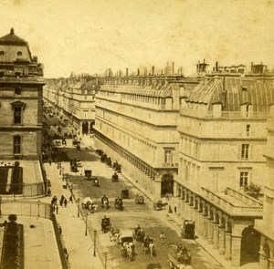 France Paris Sreet of Rivoli Old Debitte Stereo Photo 1875