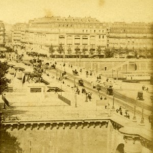 France Paris New Bridge Old Debitte Stereo Photo 1875