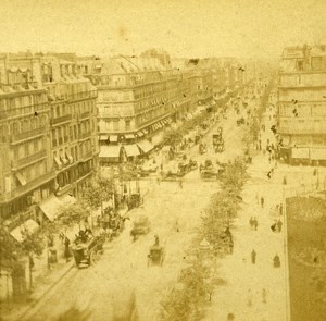 France Paris Boulevard of Italians Old Debitte Stereo Photo 1875