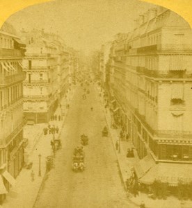 France Paris Street Lafayette Old Stereo Photo 1875