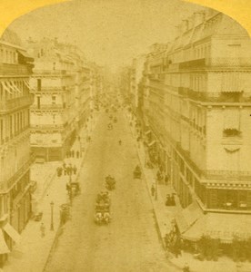 France Paris Street Lafayette Old Stereo Photo 1875