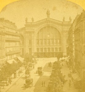 France Paris Gare du Nord Railway Station Old Stereo Photo 1875