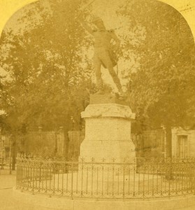 France Paris Statue of Marshall Ney Old Stereo Photo 1875