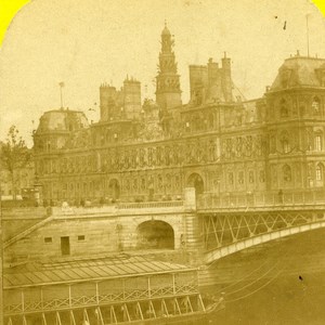 France Paris City Hall Old Marinier Stereo Photo 1875