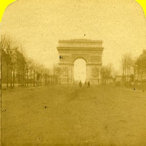 France Paris Photographer on the Champs Elysees Old Marinier Stereo Photo 1875