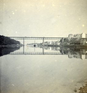 France Douarnenez Bridge & Harbour Old Stereo Stereoview Photo 1900