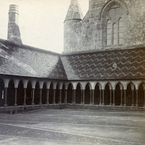 France Mount Saint Michel Cloister Old Stereo Stereoview Photo 1900