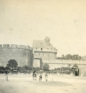 France Battlements of Saint Malo Old Stereo Stereoview Photo 1900