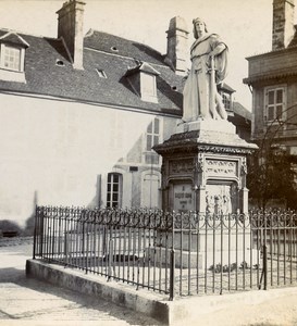 France Bourges Statue of Jacques Coeur Old Stereo Stereoview Photo 1900