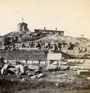 France Top Puy de Dome Observatory Mercury Temple Stereo Stereoview Photo 1900