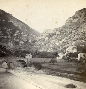 France Gorges du Tarn Malene Bridge Old Stereo Stereoview Photo 1900