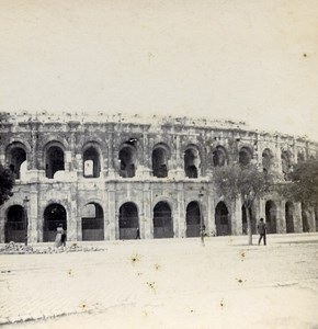 France Nimes Outside the Arena Old Stereo Stereoview Photo 1900