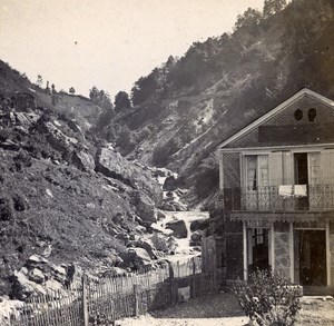 France Pyrenees Eaux Bonnes Fall of Valentin Old Stereo Stereoview Photo 1900