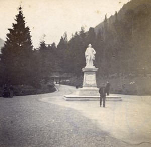 France Pyrenees Luchon Statue of d Etigny Old Stereo Stereoview Photo 1900