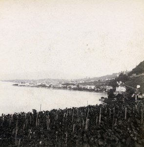 Switzerland Vaud Montreux & Lake Leman Old Stereo Stereoview Photo 1900