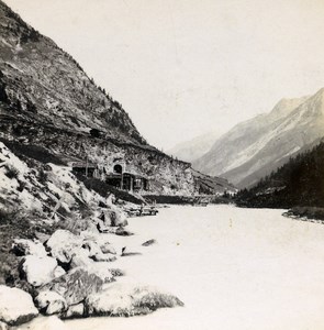 Switzerland Valais Viege River at Zermatt Old Stereo Stereoview Photo 1900