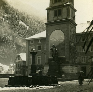 Switzerland Altdorf Monument Guillaume Tell Old Stereo Stereoview Photo 1900