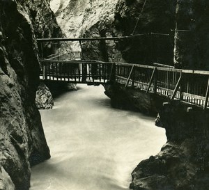 Switzerland Trient Canyons Old Stereo Stereoview Photo 1900