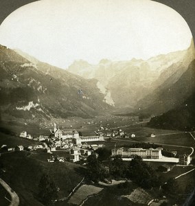 Switzerland Valley of Engelberg Old Stereo Photo Stereoview William Rau 1900