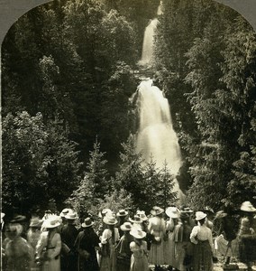 Switzerland Lake Brienz Giessbach Falls Old Stereo Photo Stereoview W Rau 1900