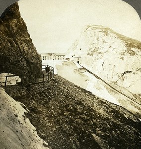 Switzerland Pilatus Kulm from Tomlinsiweg Old Stereo Photo William Rau 1900