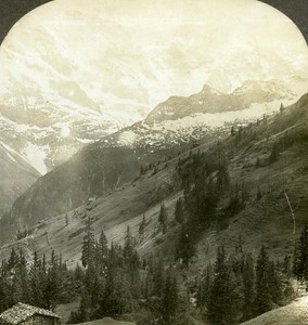 Switzerland Murren Valley of Lauterbrunnen Old Stereo Photo William Rau 1900