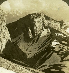 Switzerland Outlook of Pilate Ghost Mountain Wall Old Stereo Photo ASC 1900