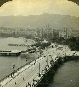 Switzerland Zurich Panorama Old Stereo Photo Stereoview ASC 1900