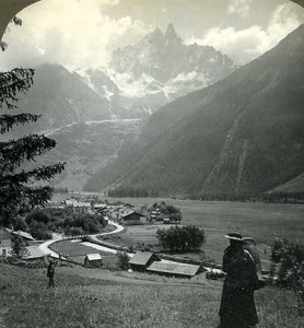 Switzerland Valley of Chamonix Panorama Old Stereo Photo Stereoview ASC 1900