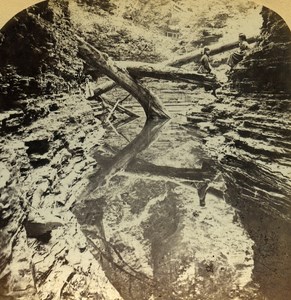 USA Stillwater Gorge Watkins Glen Old Stereo Stereoview Photo 1900
