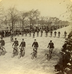 USA Chicago Bicycle Club Grand Boulevard Old Jarvis Stereo Stereoview Photo 1900