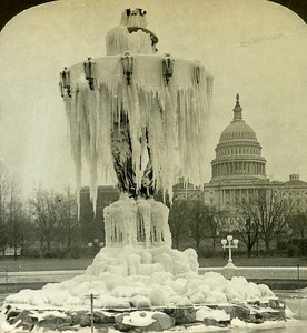 USA Washington Fountain & Capitol Old Stereo Photo Stereoview ASC RY Young 1900