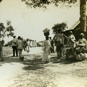 Jamaica May Pan Street Scene Old Stereo Photo Stereoview HC White 1900