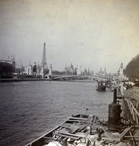 France Paris World Fair Bridge Alexandre III Old Stereo Stereoview Photo 1900