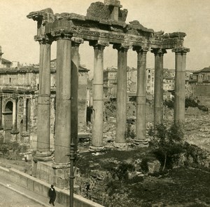 Italy Roma Temple of Saturne Old SIP Stereo Stereoview Photo 1900