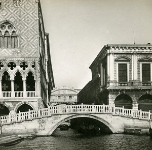 Italy Venezia Bridge of Paglia & Bridge of Sighs Old SIP Stereo Photo 1900
