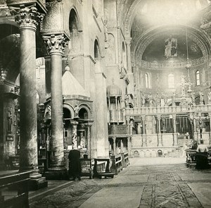 Italy Venezia San Marc Church Interior Old SIP Stereo Stereoview Photo 1900