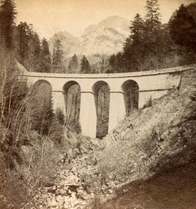 France Alps Road of Great Chartreuse Bridge Old Stereo Photo Stereoview E C 1880