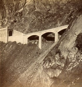 France Alps Viaduct of Clapisse Railway Old Stereo Photo Stereoview E C 1880