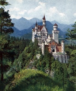 Germany Neuschwanstein Old Autochrome on Paper from Hans Hildenbrand 1910