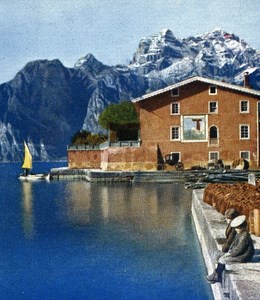 Lake Garda Torbole Autumn Autochrome on Paper from Hans Hildenbrand 1910