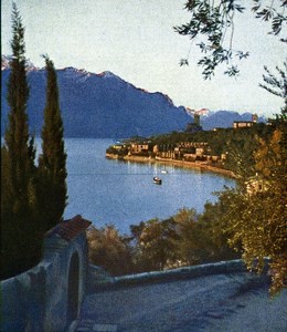 Lake Garda Malcesine Autumn Autochrome on Paper from Hans Hildenbrand 1910