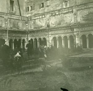 Italy Naples Napoli Cloister of a convent Old Possemiers Stereo Photo 1910